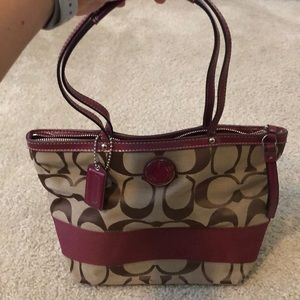 Burgundy & Tan Coach Purse